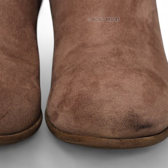 Madeline Girl Tabitha 2 Faux Suede Ankle Boots Taupe Size 9.5 Women - Picture 5 of 13